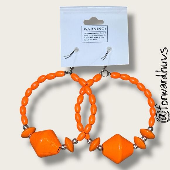 Bundle Sale 3 for $15 | Princess Accessories Orange Hoop Earrings - Picture 6 of 7